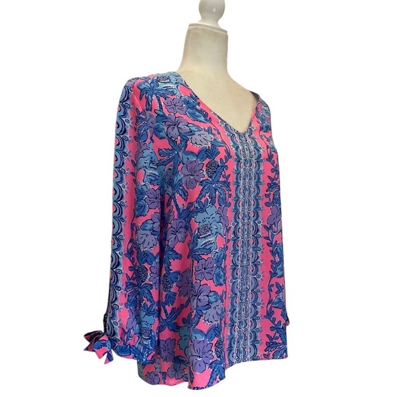 NEW LILLY PULITZER pamala lileeze top in soleil pink palm paradise - Picture 6 of 10